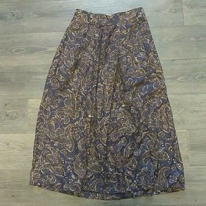 Navy Vintage high waist Paisley skirt size 6